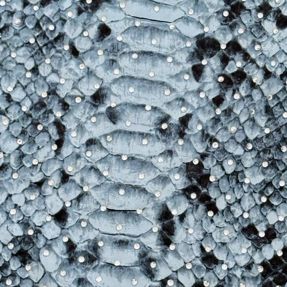 / MICHAEL Michael Kors Snake Skin Print Studded Shift Dress Porcelain Blue XS - Picture 3 of 7